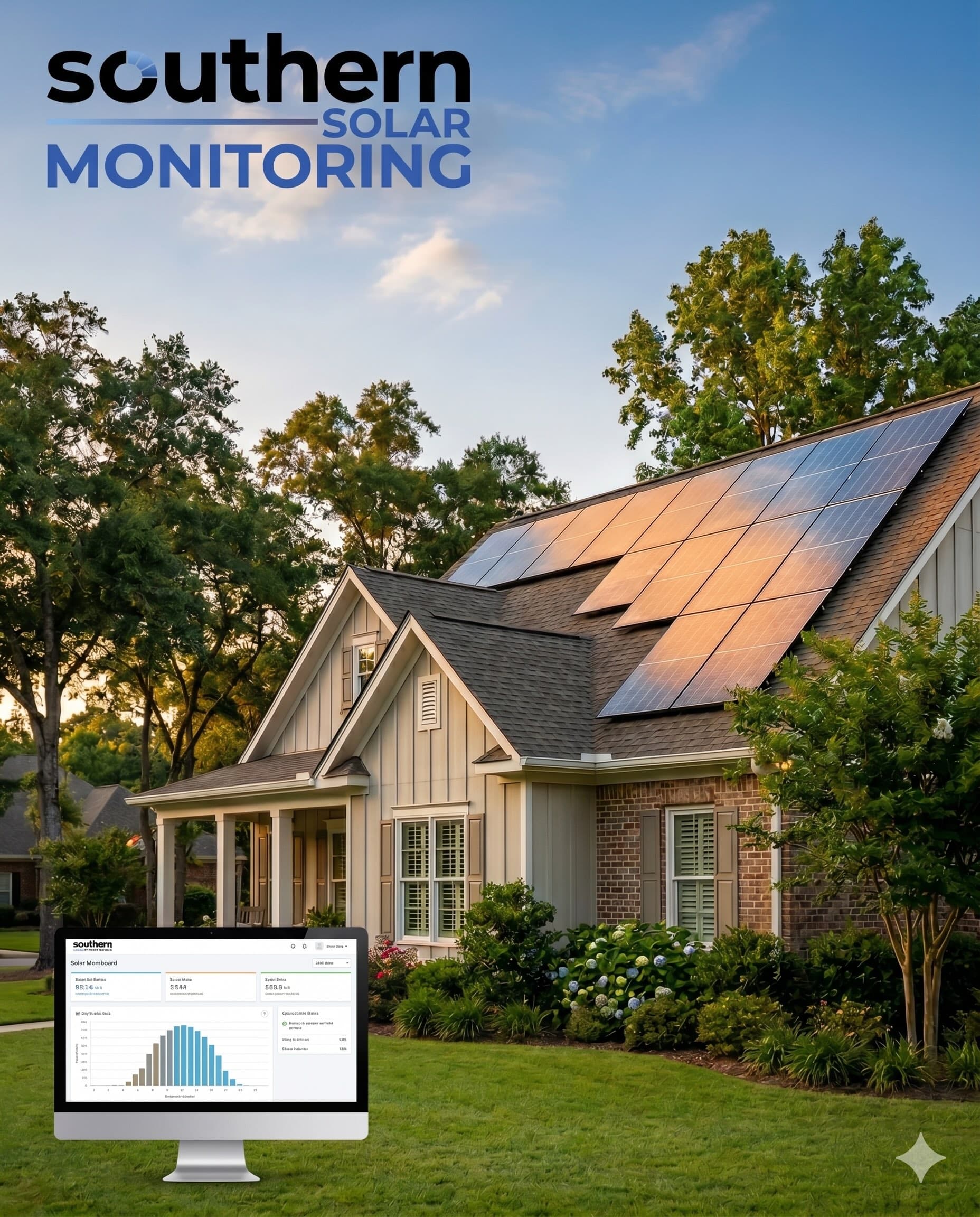 Solar panels on a residential roof — Southern Solar Monitoring